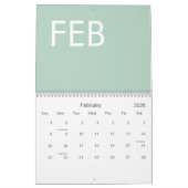 Sage Groen Modern Minimalistisch Kalender (Feb 2026)