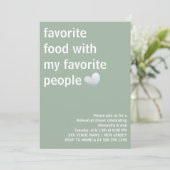 Sage Groen Modern Minimalistisch repetitie diner Kaart (Staand voorkant)