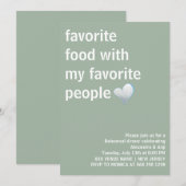 Sage Groen Modern Minimalistisch repetitie diner Kaart (Voorkant / Achterkant)