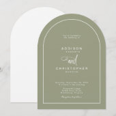 Sage Groen Modern Minimalistisch Script Bruiloft Kaart (Voorkant / Achterkant)