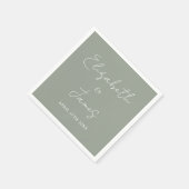 Sage Groen Modern Minimalistisch Script Bruiloft Servet (Hoek)