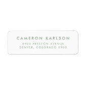 Sage Groen Modern Minimalistisch Typografie Adres Etiket (Voorkant)