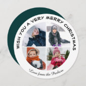 Sage Groen Modern Script 4 Foto Minimalistische Ci Feestdagenkaart (Voorkant / Achterkant)