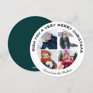 Sage Groen Modern Script 4 Foto Minimalistische Ci Feestdagenkaart