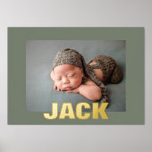 Sage GROEN Modern Vet BEWERKBAAR TEKST GOUD Foto Folie Afdrukken (Voorkant)