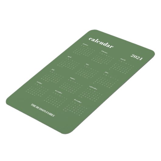 Sage Groen Modern Volledig Jaar 2024 Kalender Magneet (Linkerzijde)
