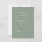 Sage Groen Modern Whimsical Script Bruiloft RSVP Kaartje (Voorkant)