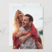 Sage Groen Moderne Aangepaste Foto De datum opslaa Kaart (Achterkant)