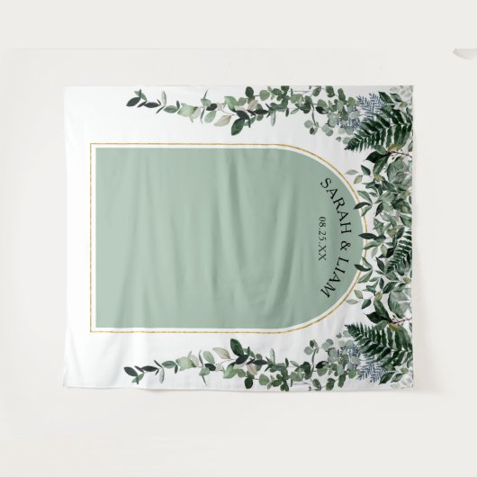 Sage Groen Moderne boog Groen bruiloft achtergrond Wandkleed (Voorkant (horizontaal))