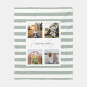 Sage Groen Moderne Elegante Familie 4 Foto Fleece Deken (Voorkant)