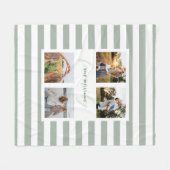 Sage Groen Moderne Elegante Familie 4 Foto Fleece Deken (Voorkant (Horizontaal))