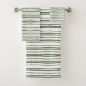 Sage Groen Moderne Minimalistische Gestreepte Hand Bad Handdoek (Insitu)