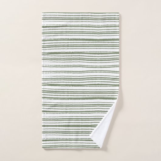Sage Groen Moderne Minimalistische Gestreepte Hand Bad Handdoek (Handdoek)
