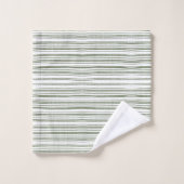 Sage Groen Moderne Minimalistische Gestreepte Hand Bad Handdoek (Wasdoekje)