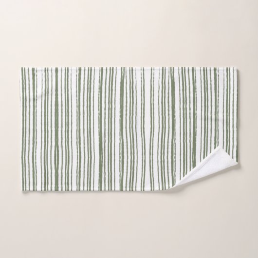 Sage Groen Moderne Minimalistische Gestreepte Hand Bad Handdoek (Handdoek)
