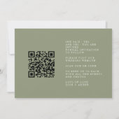 Sage Groen Moderne QR Code Foto Opslaan De Datum Save The Date (Achterkant)
