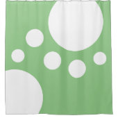 Sage Groen: Moderne Stippen in Wit Douchegordijn (Voorkant)