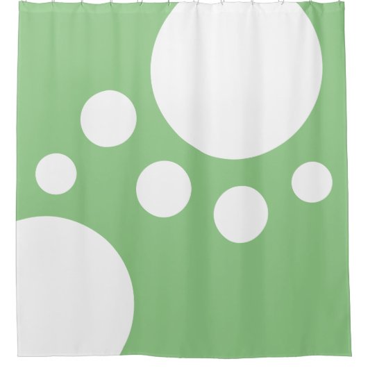 Sage Groen: Moderne Stippen in Wit Douchegordijn (Voorkant)