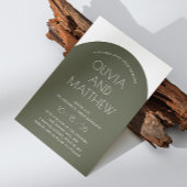 Sage groen moderne typografie boog bruiloft + QR Kaart