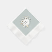 Sage Groen Monogram Boho Bloemen Gepersonaliseerd Servet (Hoek)