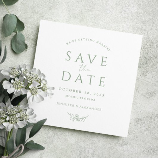 Sage Groen Monogram Bruiloft Save The Date Kaart