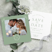 Sage Groen Monogram Bruiloft Save The Date Kaart