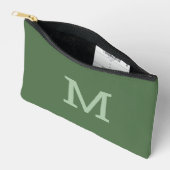Sage Groen Monogram Initiaal Accessoire Make-up Po Etui (Open)