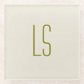 Sage groen monogram initiaal eenvoudig glazen onderzetter (Voorkant)