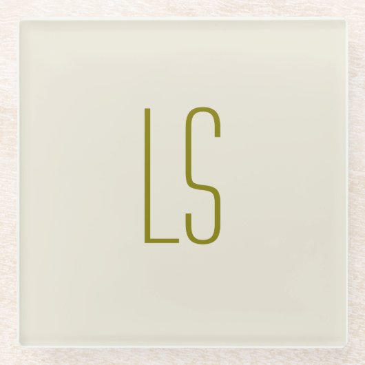 Sage groen monogram initiaal eenvoudig glazen onderzetter (Voorkant)