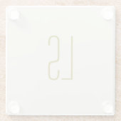 Sage groen monogram initiaal eenvoudig glazen onderzetter (Achterkant)