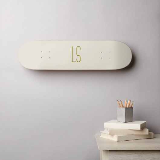 Sage groen monogram initiaal eenvoudig persoonlijk skateboard (Muurkunst (Horizontaal))
