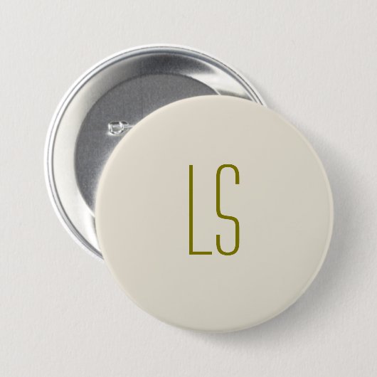 Sage groen monogram initiaal eenvoudig ronde button 7,6 cm (Voorkant /achterkant)