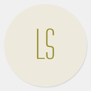 Sage groen monogram initiaal eenvoudig ronde sticker