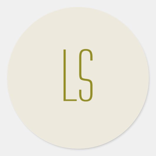 Sage groen monogram initiaal eenvoudig ronde sticker (Voorkant)