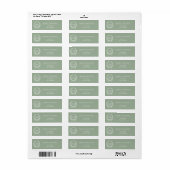 Sage groen monogram initialen krans retouradres etiket (Full Sheet)
