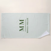 Sage groen monogram initialen naam strandlaken (Voorkant)