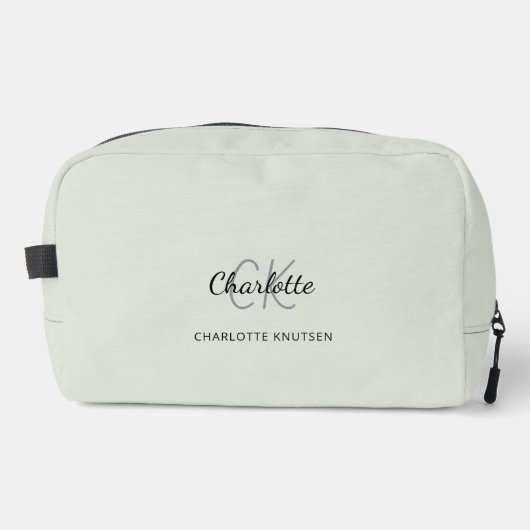Sage groen monogram initialen naam toilettasje (Voorkant)