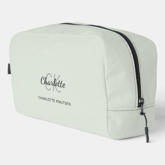 Sage groen monogram initialen naam toilettasje (Rechterhoek)