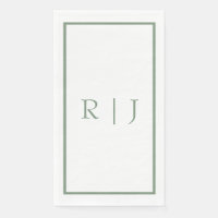 Sage Groen Monogram Initialen Wit Eenvoudige Bruil