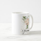 Sage Groen Monogram Letter Y Blush Cream Bloemen Koffiemok (Voorkant rechts)