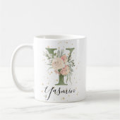Sage Groen Monogram Letter Y Blush Cream Bloemen Koffiemok (Links)