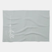 Sage Groen Monogram Naam Gouden Kalligrafie Script Theedoek (Horizontaal)