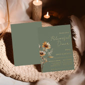 Sage Groen Monogram Wildflower Repetitie Diner Folie Uitnodiging