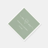 Sage groen mr mrs hart script eenvoudige bruiloft servet (Hoek)