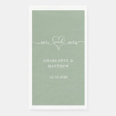 Sage groen mr mrs hart script eenvoudige bruiloft servet (Voorkant)