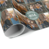 Sage groen multi foto Kerstmis modern minimaal Cadeaupapier (Rol Hoek)