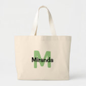 Sage groen, Naam en initiaal vrijgezelle Grote Tote Bag (Voorkant)