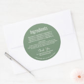 Sage Groen Natuurlijke Botanische Ingrediënten Eti Ronde Sticker (Envelop)