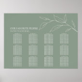 Sage Groen Olijfblad Bruiloft 12 Tafel Zitplaatsen Poster (Voorkant)