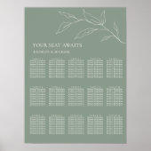 Sage Groen Olijfblad Bruiloft 15 Tafel Zitplaatsen Poster (Voorkant)